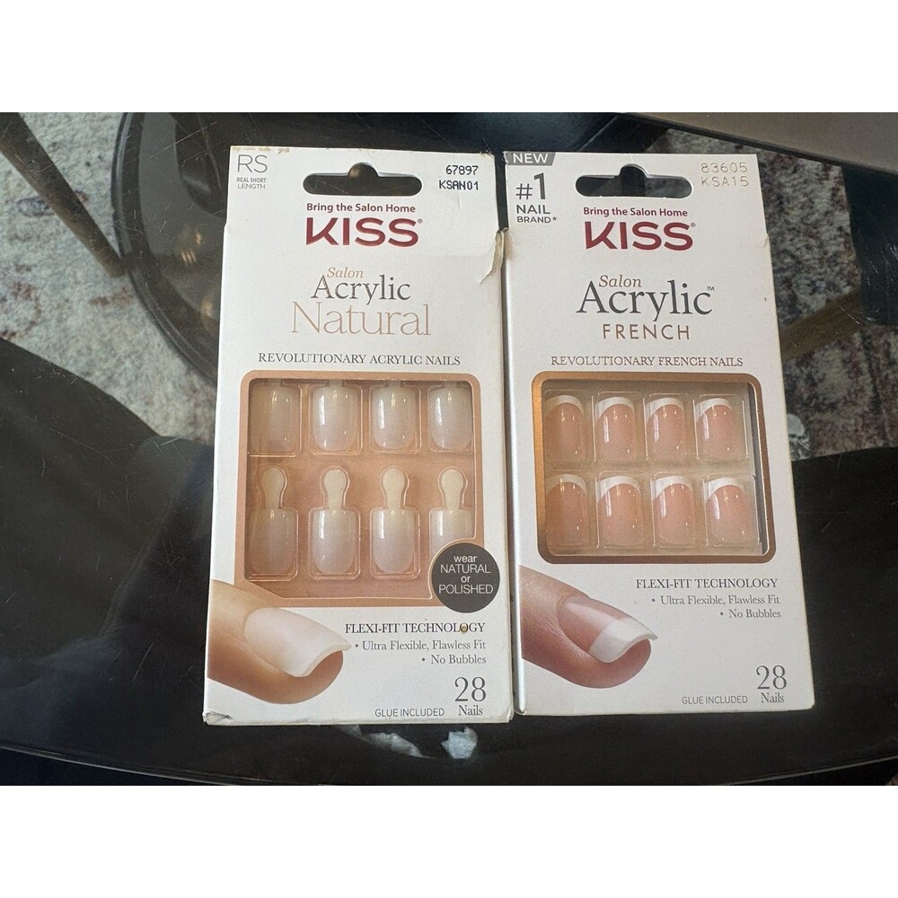NEW Kiss Square Acrylic Nail 2 Sets- Salon Acrylic French & Natural